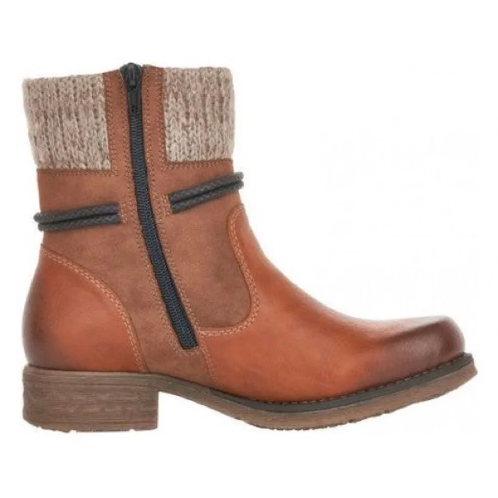 Rieker Tex Brown Water Resistant Lambswool Ankle Boots with Knit Cuff w box 40 9